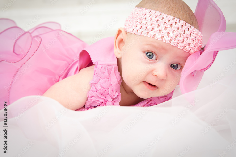 Portrait of a beautiful little baby girl in pink Portrait of a beautiful little baby girl in pink