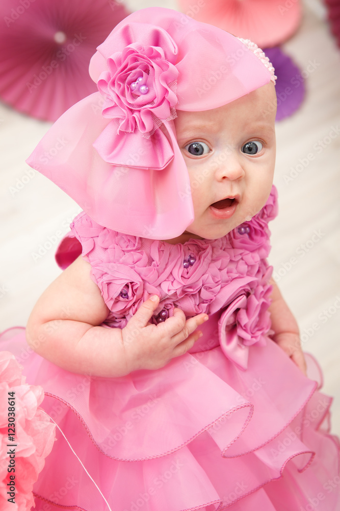 Portrait of a beautiful little baby girl in pink Portrait of a beautiful little baby girl in pink
