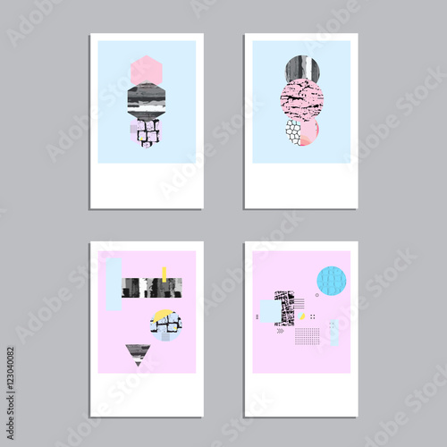 Artistic vector greeting cards design set. Colorful frame pattern texture, abstract template background for leaflet cover presentation, poster, invitation, placard, brochure, flyer, report, stationary