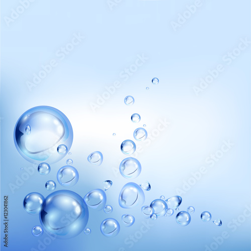 Realistic water bubbles background, vector illustration