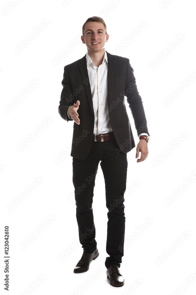 Portrait of handsome young man in a suit jacket in Studio on white isolated background Portrait of handsome young man in a suit jacket in Studio on white isolated background