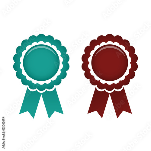 teal and dark red rosette isolated vector set