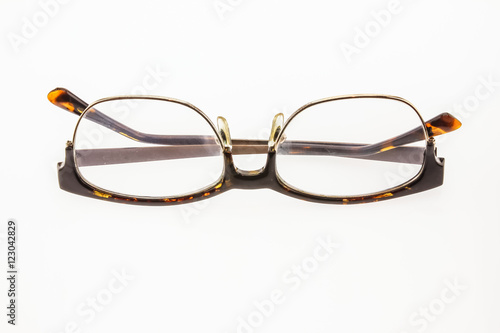 Old eyes glasses isolated on white