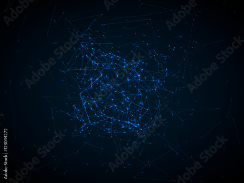 dark background with connected lines. © kmls