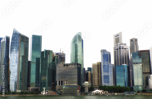 Cityscape of singapore city  Isolated on white background © Zenzeta