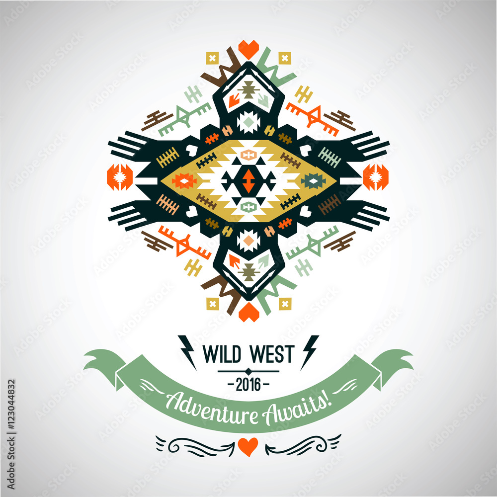 Obraz premium Vector colorful decorative element on native ethnic style