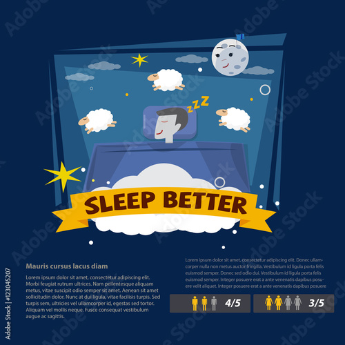 sleep man . better sleep concept - vector illustration