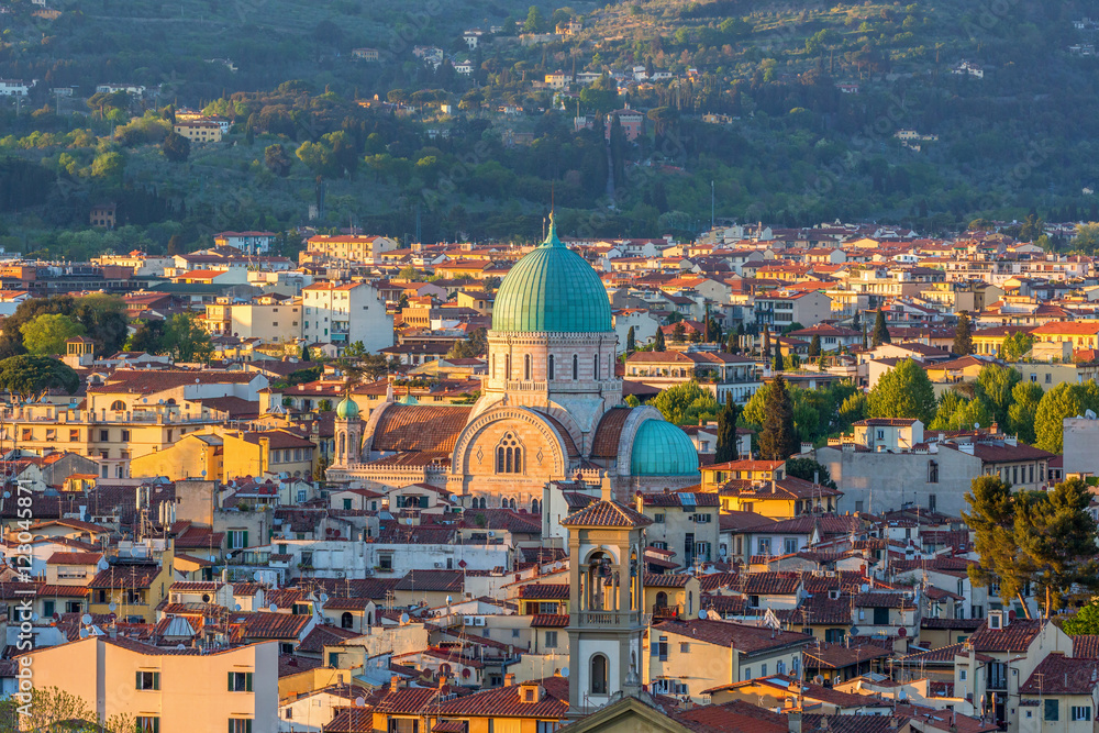 View of the city of Florence in Tuscany at sunset