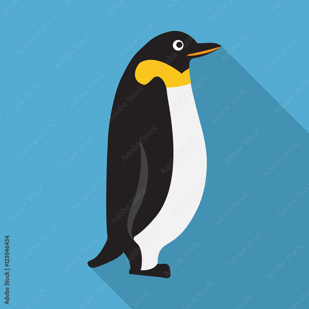 Fototapeta premium Penguin flat icon on isolated transparent background.