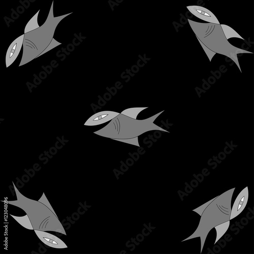 Gray fish on black background.