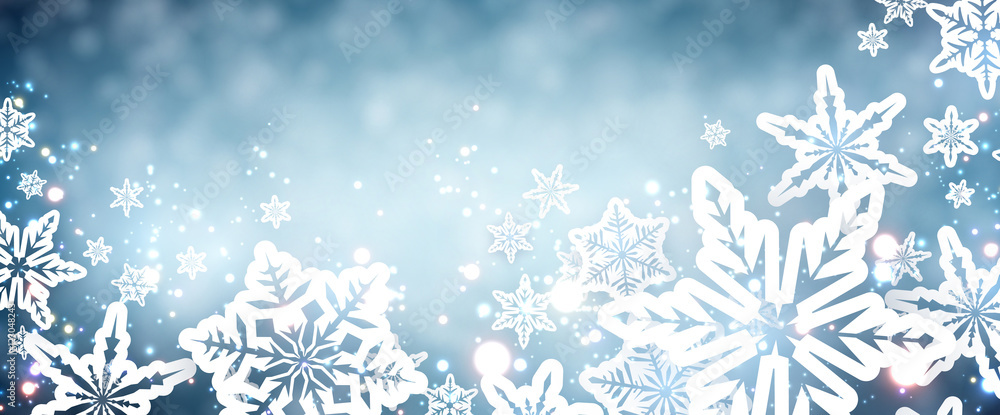 Blue winter banner with snowflakes. Blue winter banner with snowflakes.