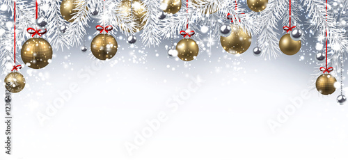 New Year banner with Christmas balls.