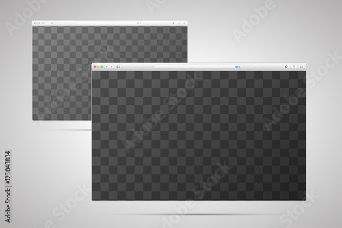 Two browser windows with transparent place for screen