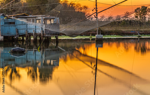 sunset on fishing trabuchet