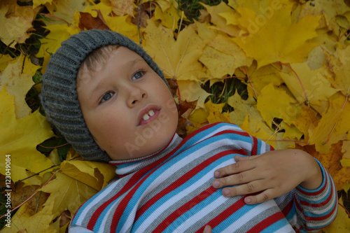 Мальчик в кленовых листьях