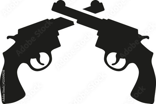Crossed revolver guns