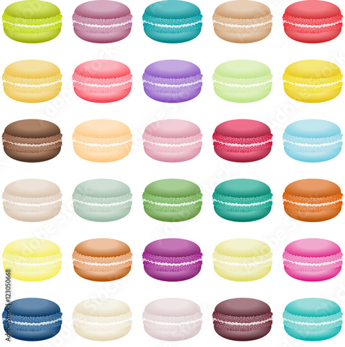 Set of sweets biscuits macaron of different colors