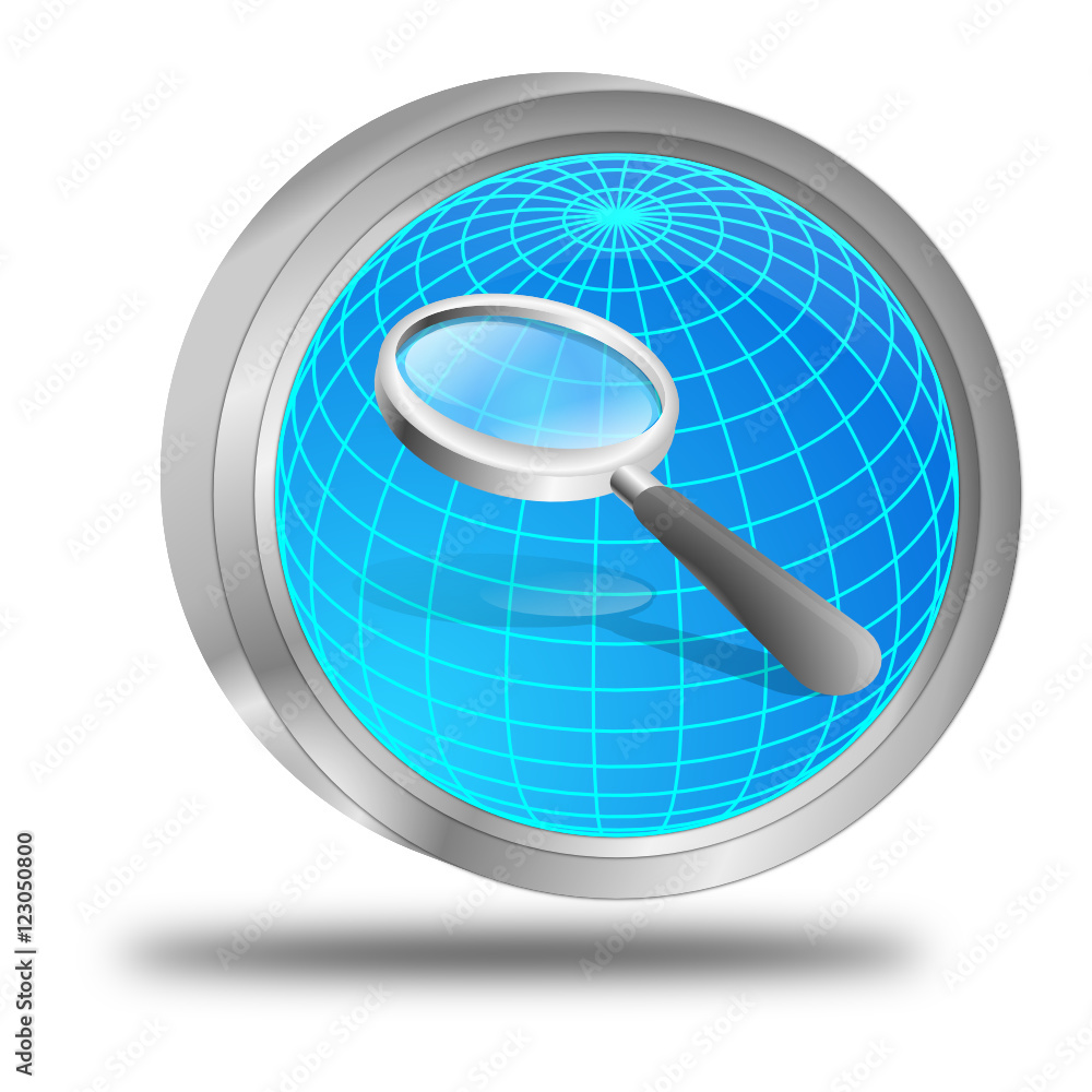 magnifying glass button - 3D illustration magnifying glass button - 3D illustration