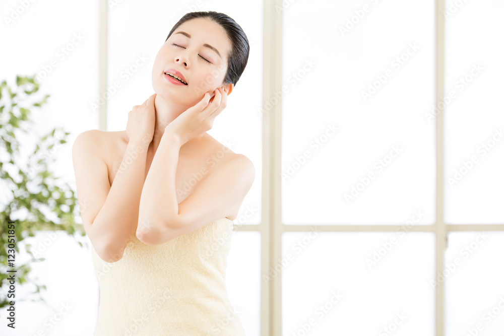 asian beauty women natural route after shower enjoy relaxation asian beauty women natural route after shower enjoy relaxation