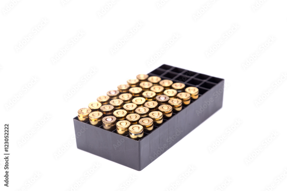 9mm. bullet box isolate on white background 9mm. bullet box isolate on white background