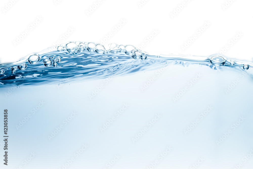 Blue water wave and bubbles to clean drinking water Blue water wave and bubbles to clean drinking water