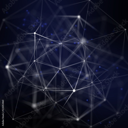 Abstract cybernetic particles background. Plexus fantasy technology background. 3d illustration. computer generated connection concept. polygonal space background with connecting dots and lines