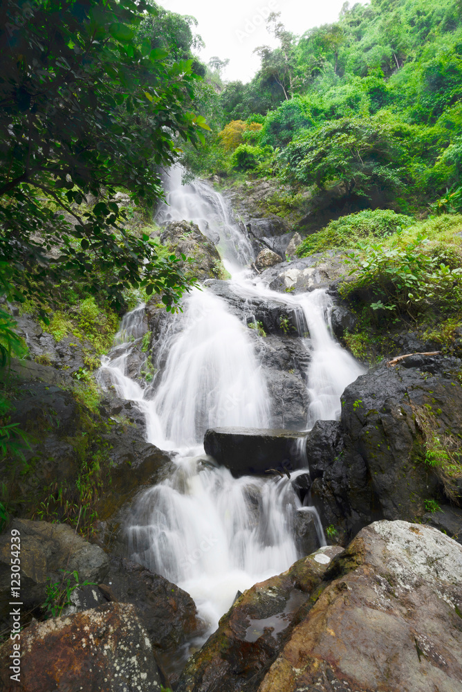 The beutiful waterfall (kokedok waterfall) during raining season in Khao Yai National Park, Thailand