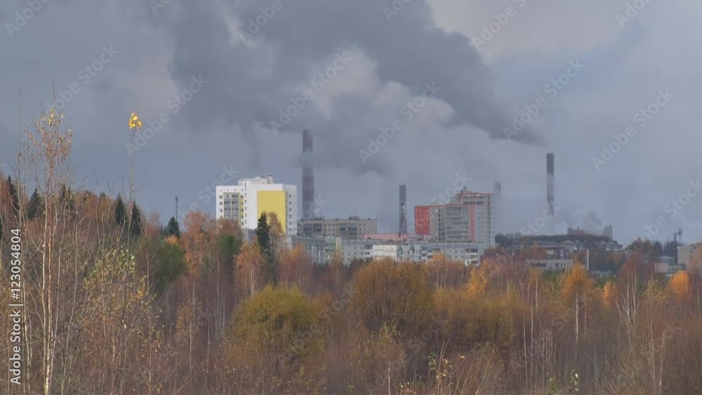 Pipe Plant in Fall. From the pipes of the plant goes smoke. The plant is located in the city. A lot of smoke. The city and plant a forest. The yellow foliage of the forest. Autumn
Pipe Plant in Fall. From the pipes of the plant goes smoke. The plant is located in the city. A lot of smoke. The city and plant a forest. The yellow foliage of the forest. Autumn
