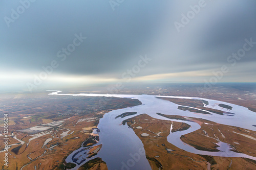 Quadro su tela Autumn on Amur river, Khabarovsk