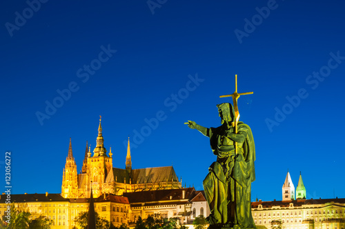 View on St.Vitus cathedral in Prague Castle from Charles bridge