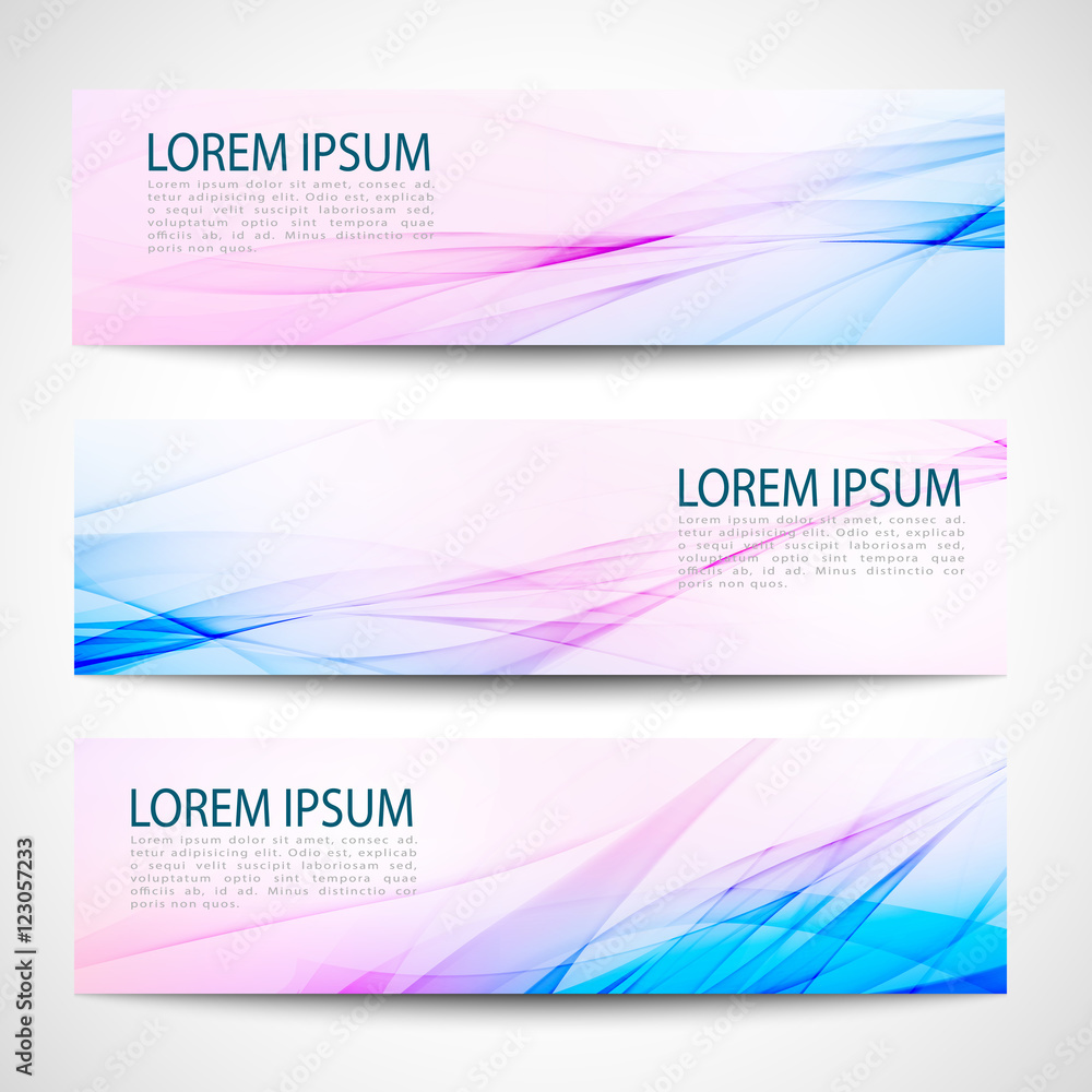 Fototapeta premium Abstract header pink blue wave white vector design