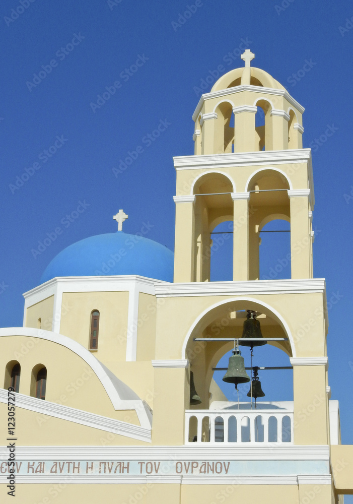 Campanario y Cúpula Iglesia, Santorini