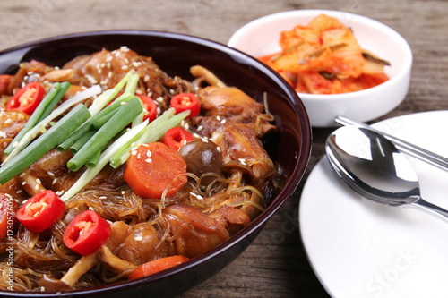 Fototapeta Naklejka Na Ścianę i Meble -  Jjimdak, a korean braised chicken dish. The city of Andong in South Korea is well known for this dish.