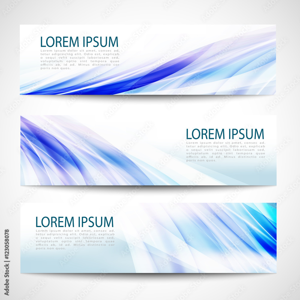 Fototapeta premium Abstract header blue wave smooth line white vector design