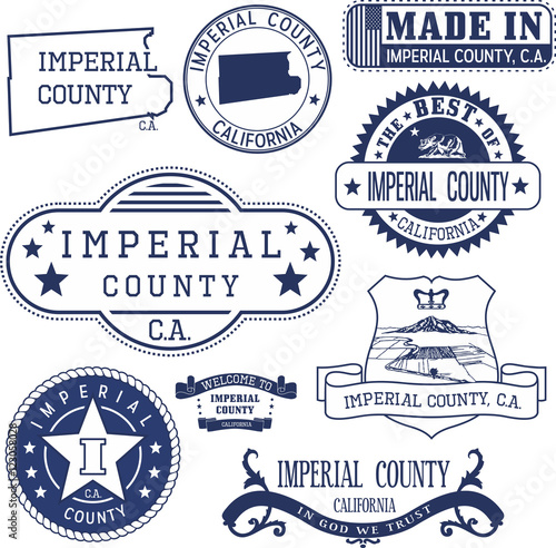 Imperial county, CA. Set of stamps and signs photo