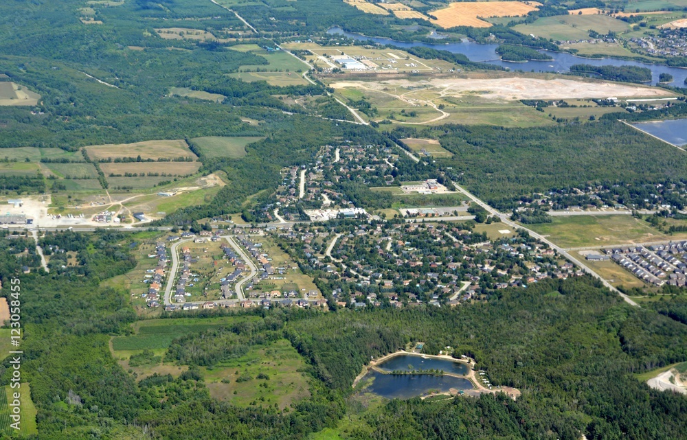 aerial view of Orangeville a town in the Dufferin County in south-central Ontario, Canada 