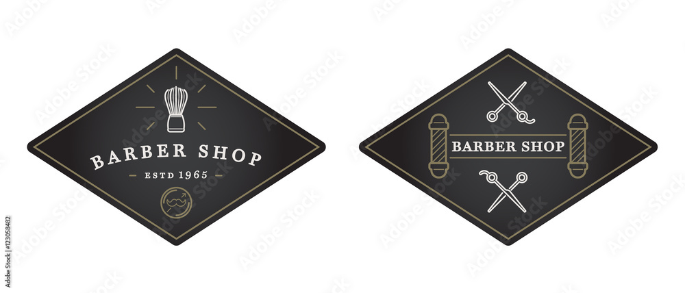 Set of Vector Barber Shop Elements and Shave Shop Icons Illustra Set of Vector Barber Shop Elements and Shave Shop Icons Illustra