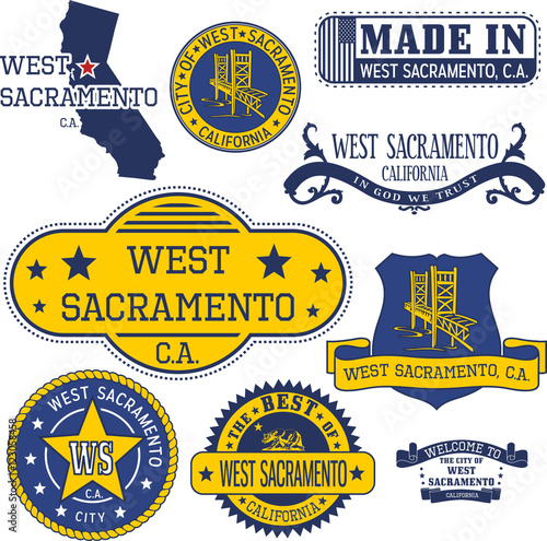 generic stamps and signs of West Sacramento city, CA