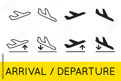 Aircraft or Airplane Icons Set Collection Vector Silhouette Arri