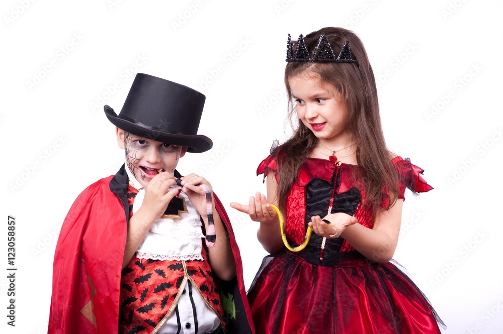 a boy and a girl vampire witch on a white background a boy and a girl vampire witch on a white background
