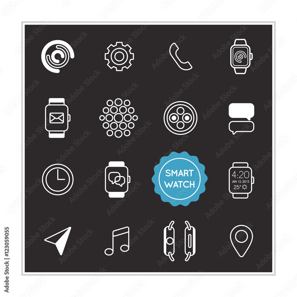 Set of Smart Watch Vector Illustration Elements can be used as L Set of Smart Watch Vector Illustration Elements can be used as L