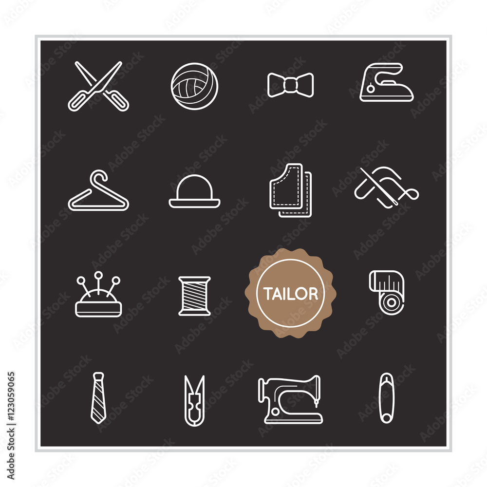 Set of Tailor Vector Illustration Elements can be used as Logo o Set of Tailor Vector Illustration Elements can be used as Logo o
