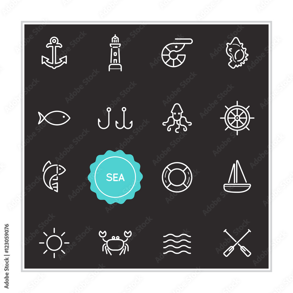 Set of Sea Food Vector Illustration Elements can be used as Logo Set of Sea Food Vector Illustration Elements can be used as Logo