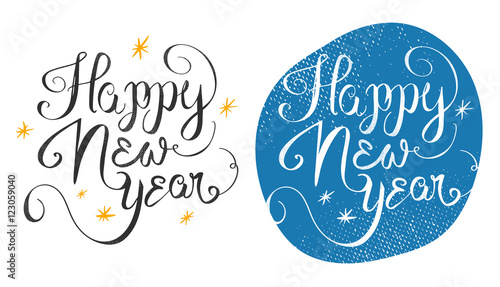 Happy New Year 2016 handmade greeting card design. Vector illust