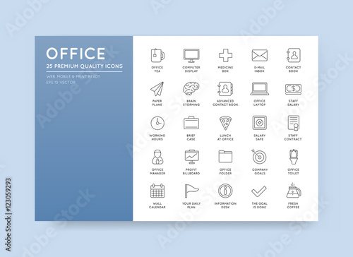 Vector High Qulaity Office Outline Icons Set photo