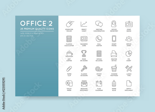 Vector High Qulaity Office Outline Icons Set photo