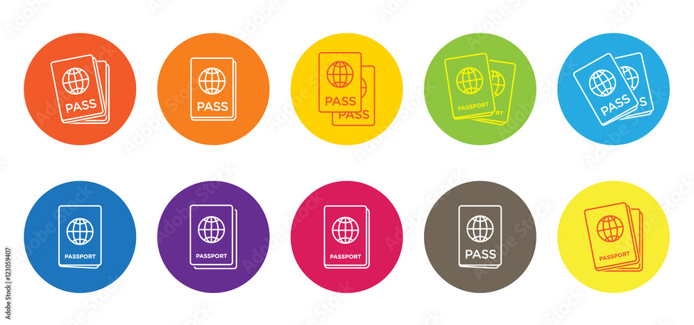 Set of Citizenship or Foreign Passport ID in Vector Colorful Ico