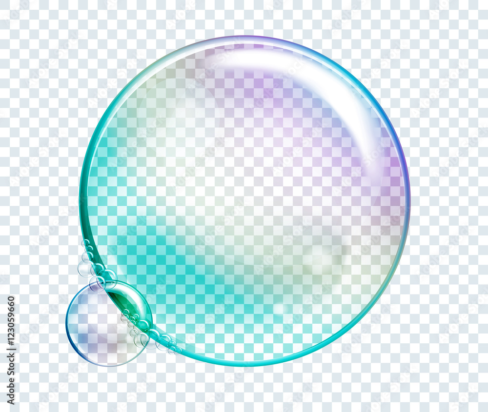 Vector Rainbow Water Bubbles. Transparent Isolated Realistic Des