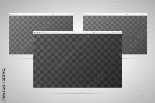 Three browsers windows with transparent place for screen