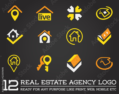 Set of Template logo for real estate agency or cottage town elit